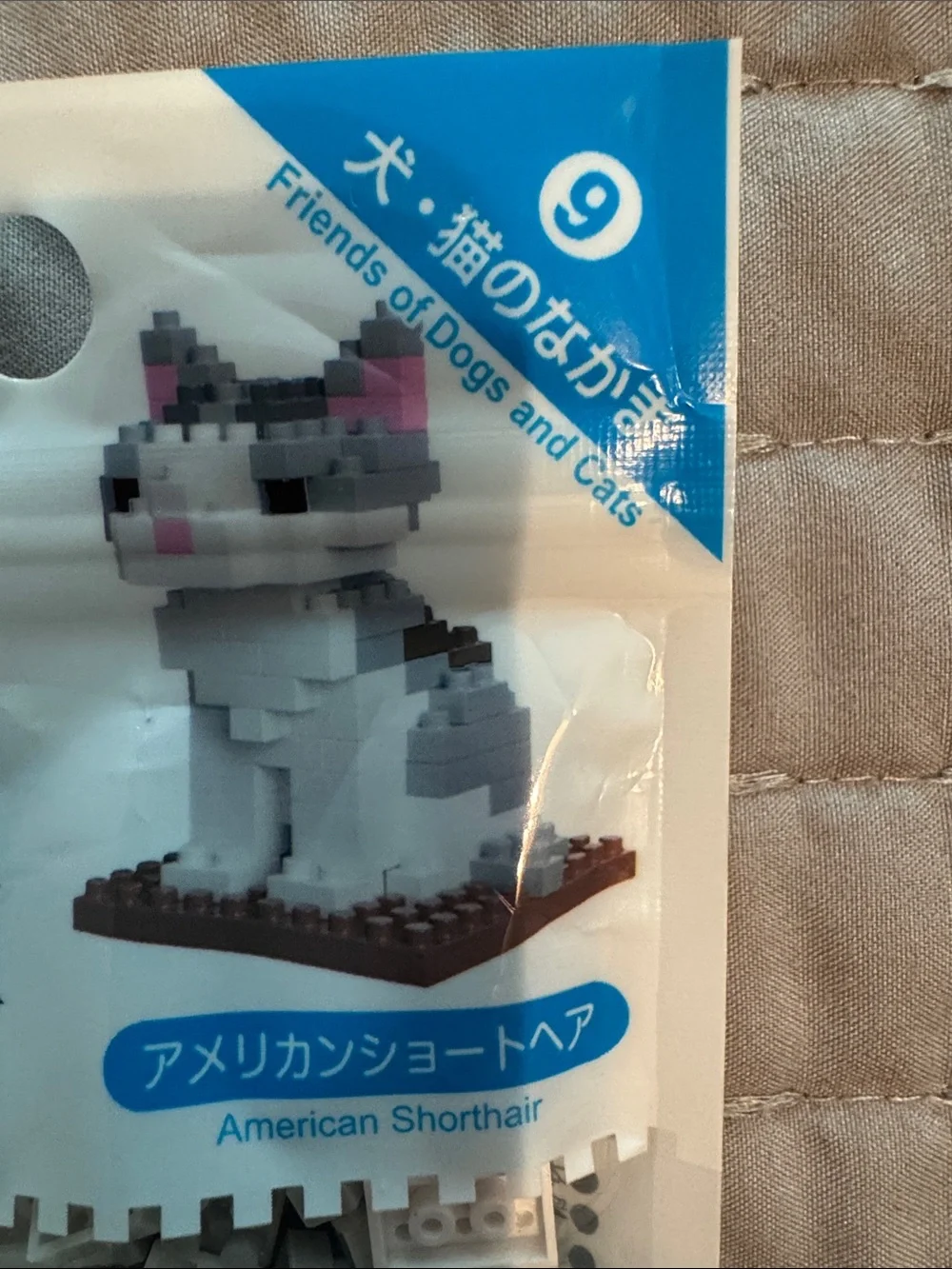 Daiso Petit Block American Shorthair Kit - White, Gray & Black